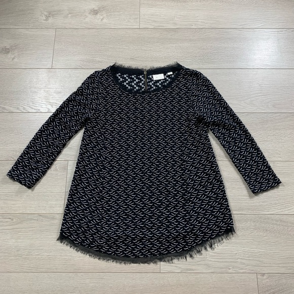 Anthropologie Postmark Black & White Top Weave Textured Top - Picture 3 of 10